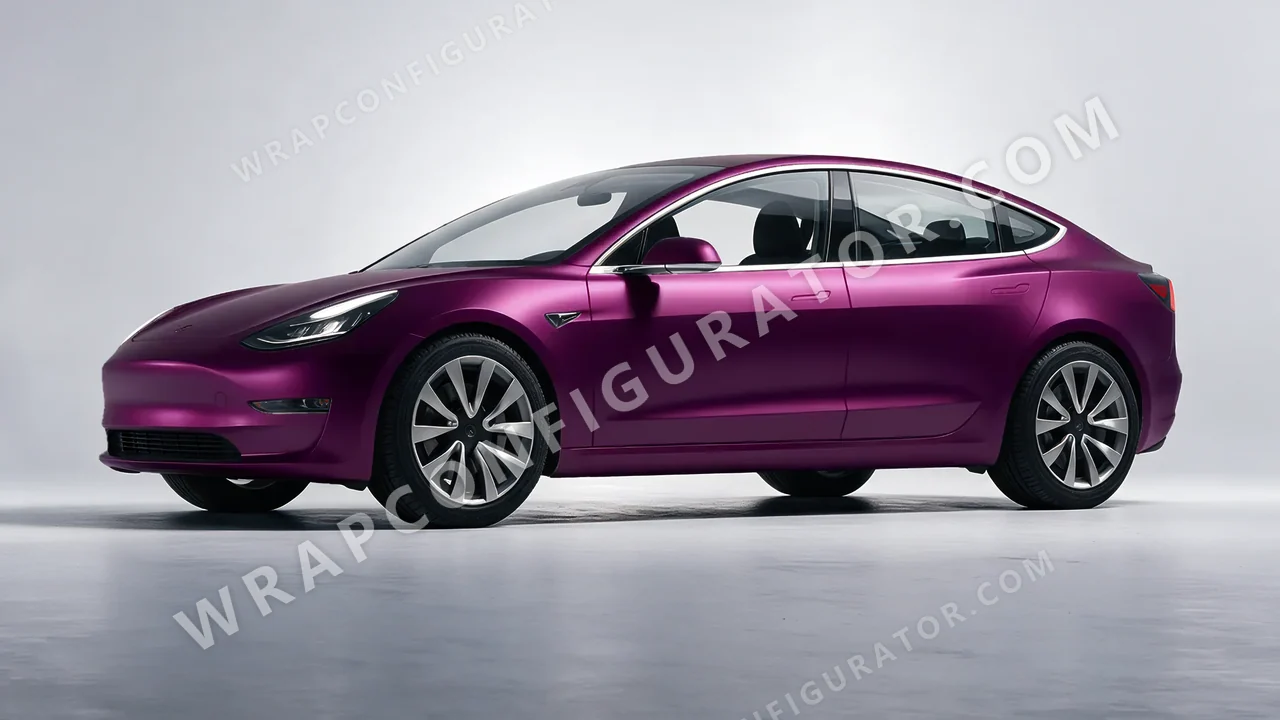 Purple Tesla Model 3 2019 wrapped in Inozetek Dynamic PPF Midnight Purple DPPF801