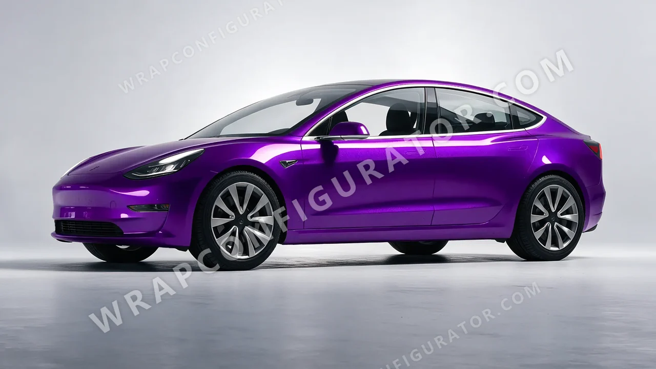 Purple Tesla Model 3 2019 wrapped in Inozetek Dynamic PPF Midnight Purple DPPF901