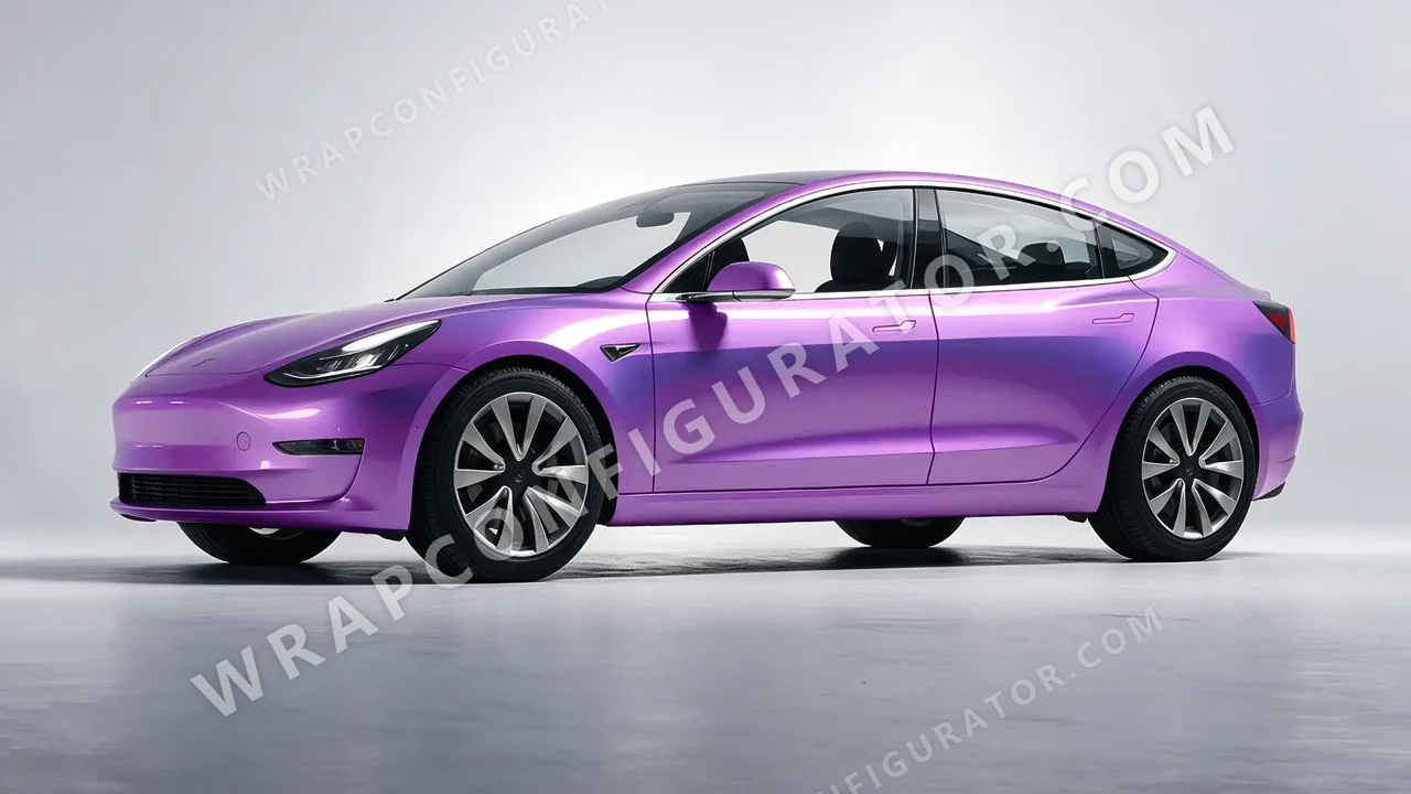 Purple Tesla Model 3 2019 wrapped in KPMF Violet Haze K75473