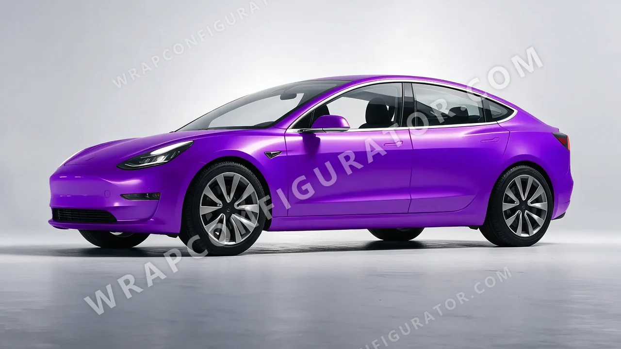 Purple Tesla Model 3 2019 wrapped in ORACAL Enchanted Violet 970RA-175G