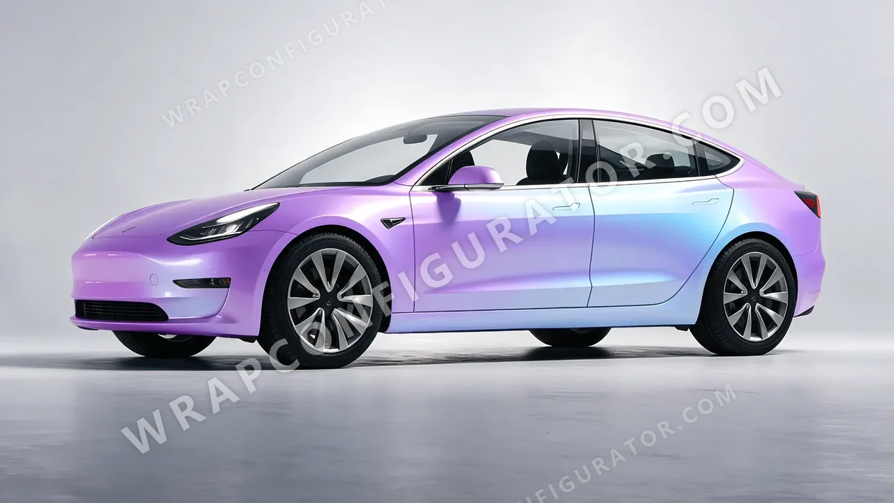 Purple Tesla Model 3 2019 wrapped in ORACAL Gloss Amethyst 970RA-316G
