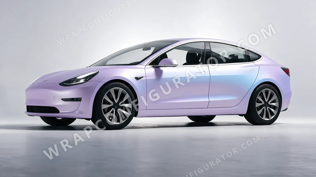 Purple Tesla Model 3 2019 wrapped in ORACAL Matt Amethyst 970RA-316M