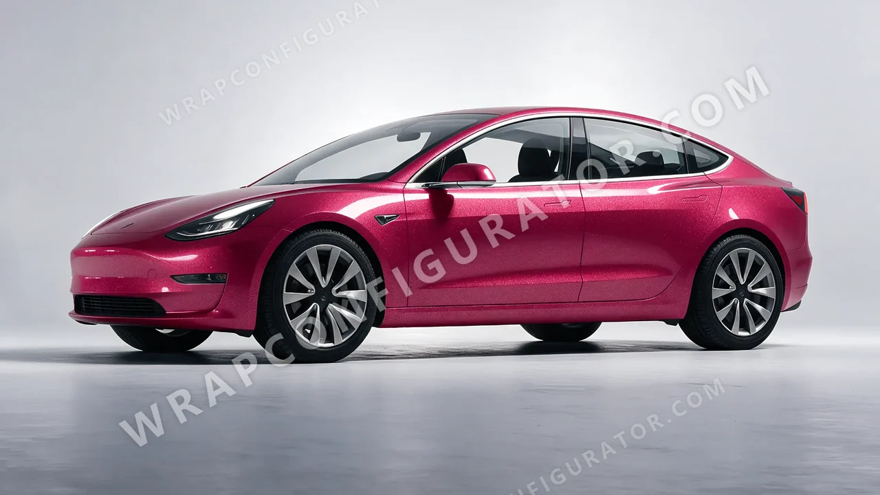 Red Tesla Model 3 2019 wrapped in Avery Dennison Spark SW900-419-M