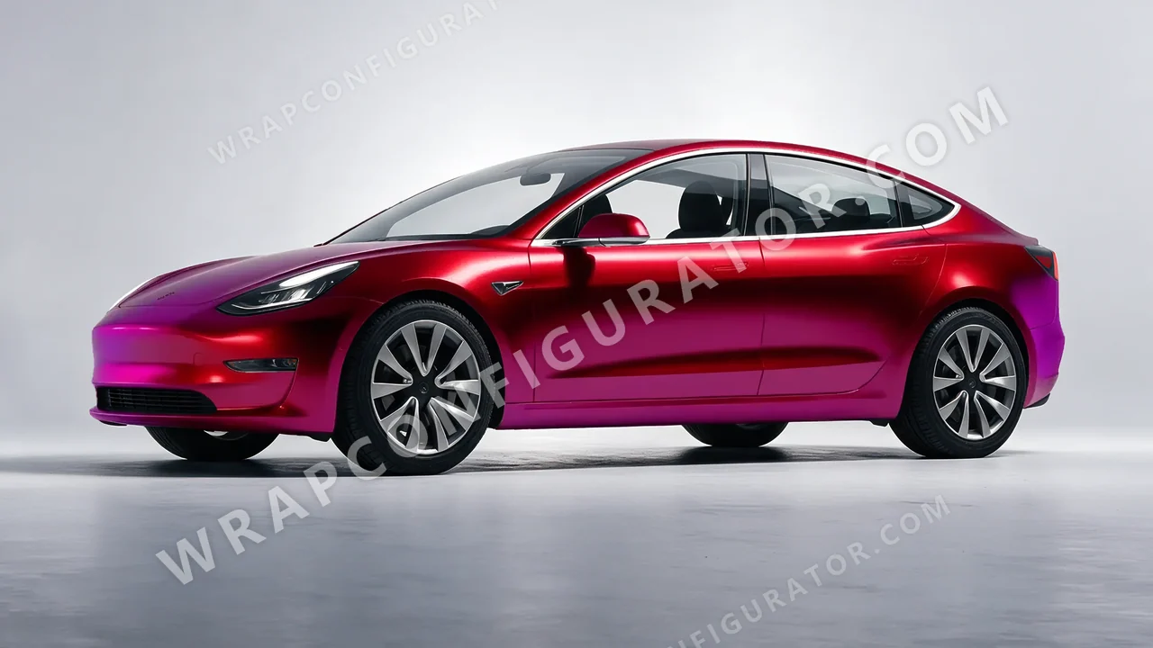 Red Tesla Model 3 2019 wrapped in Colourshield PPF by HyperPro Ghost Red MSF28-P