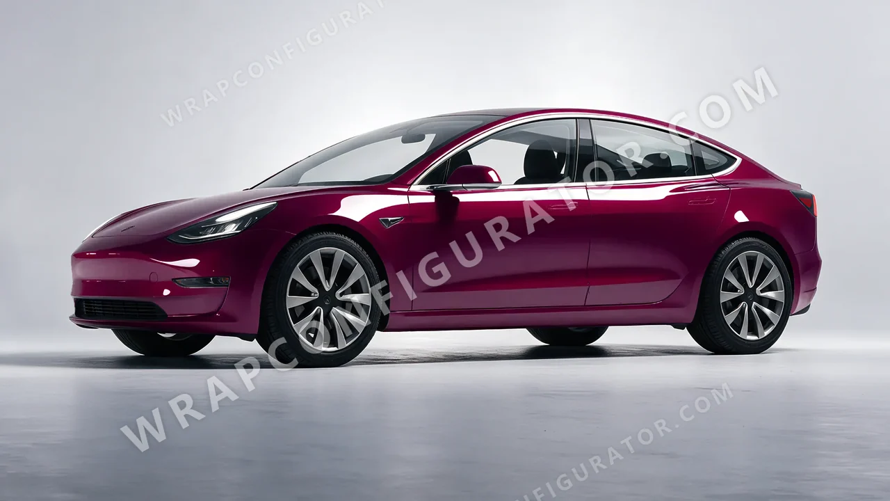 Red Tesla Model 3 2019 wrapped in Colourshield PPF by HyperPro Ruby Star HGF61-P