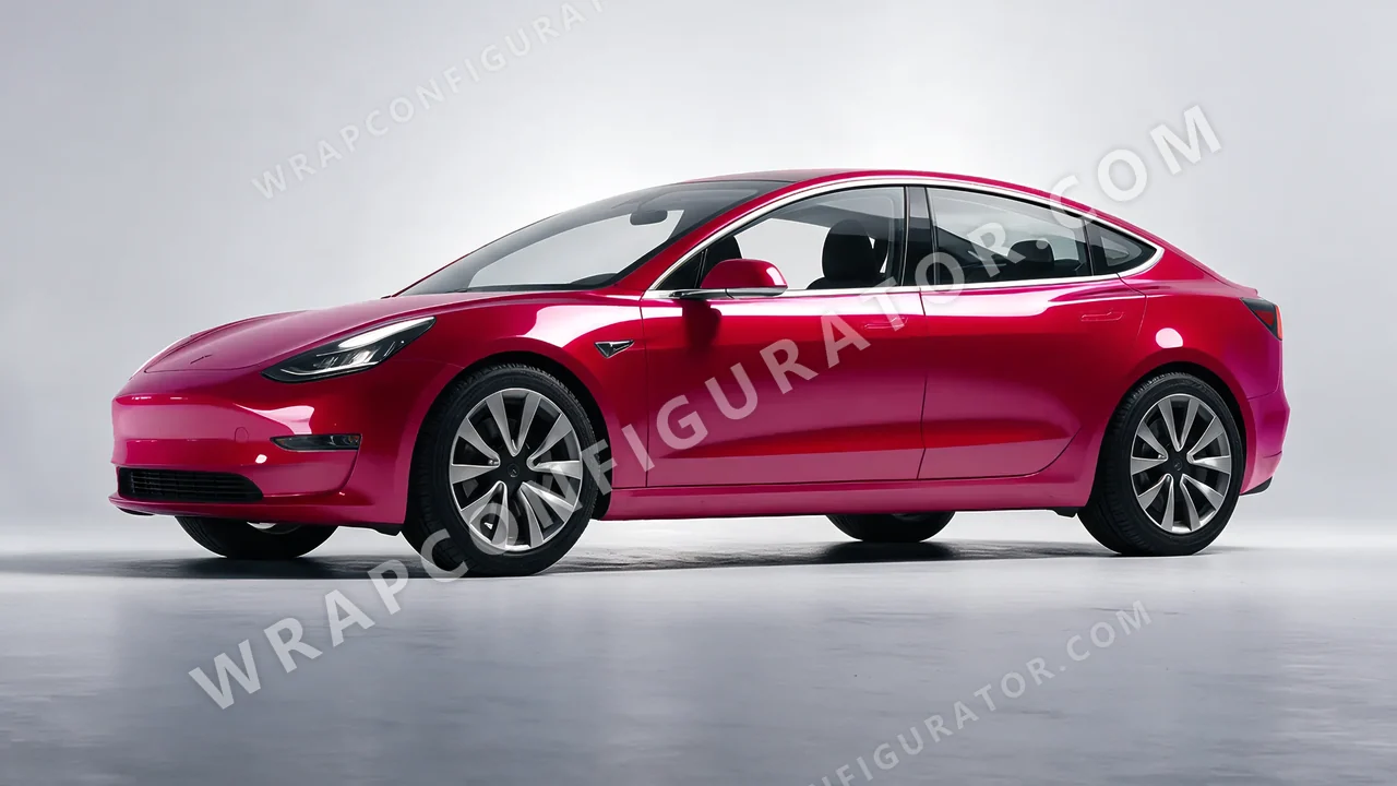Red Tesla Model 3 2019 wrapped in Colourshield PPF by HyperPro Strawberry Red HGF48-P