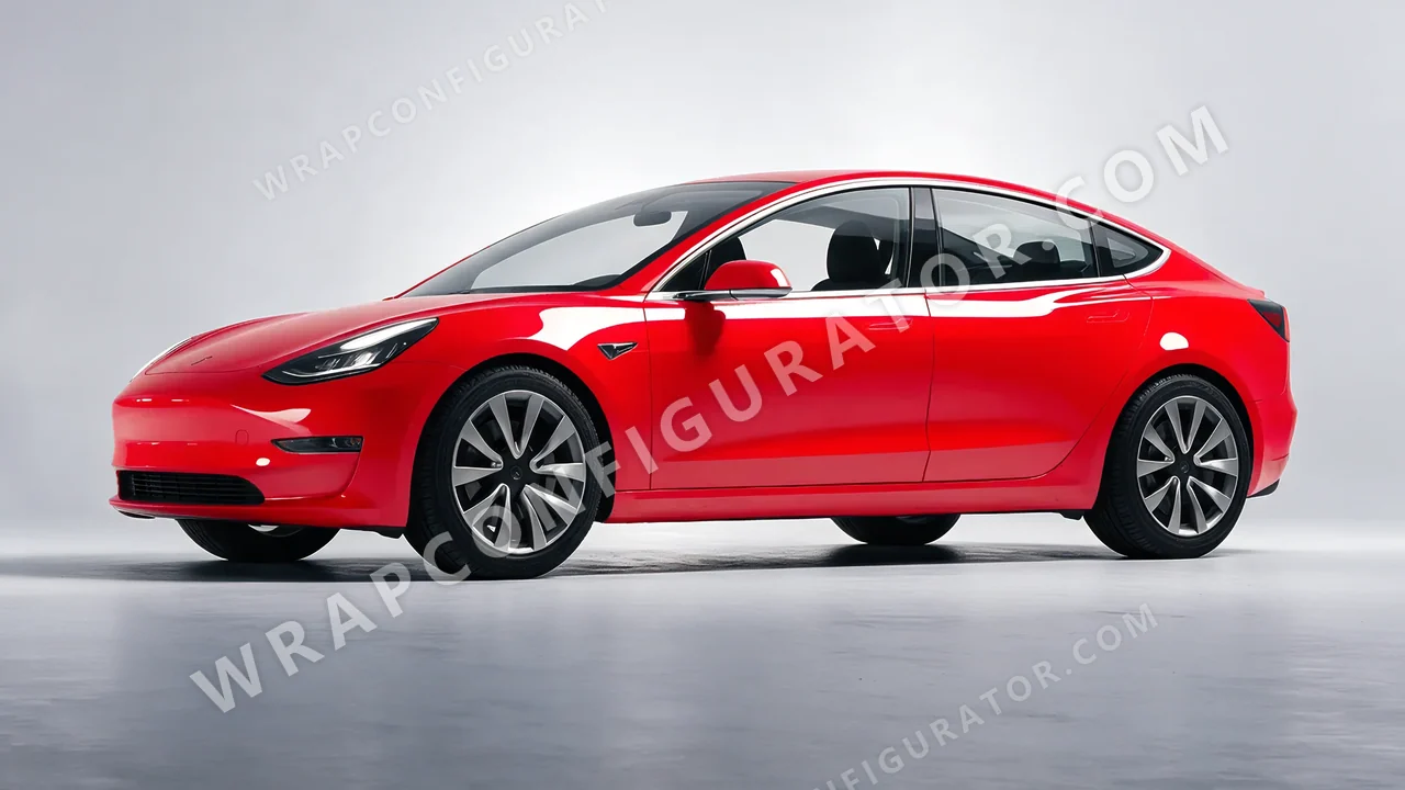 Red Tesla Model 3 2019 wrapped in Inozetek Dynamic PPF Italia Red DPPF917