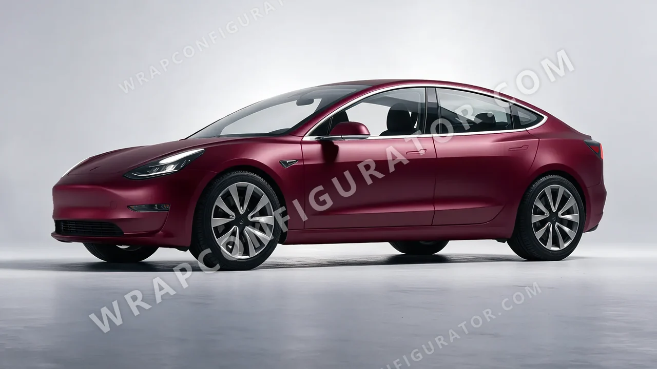 Red Tesla Model 3 2019 wrapped in KPMF Frozen Ruby Matt K75573