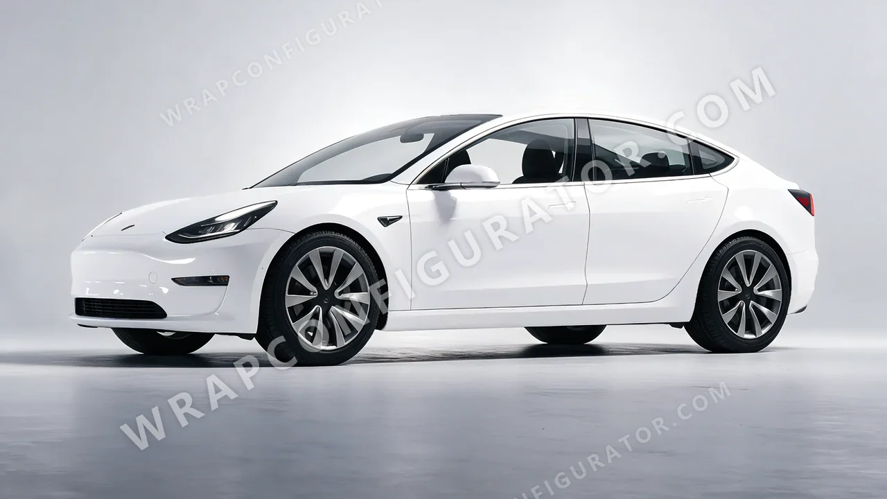 White Tesla Model 3 2019 wrapped in 3M Gloss White Aluminum G120