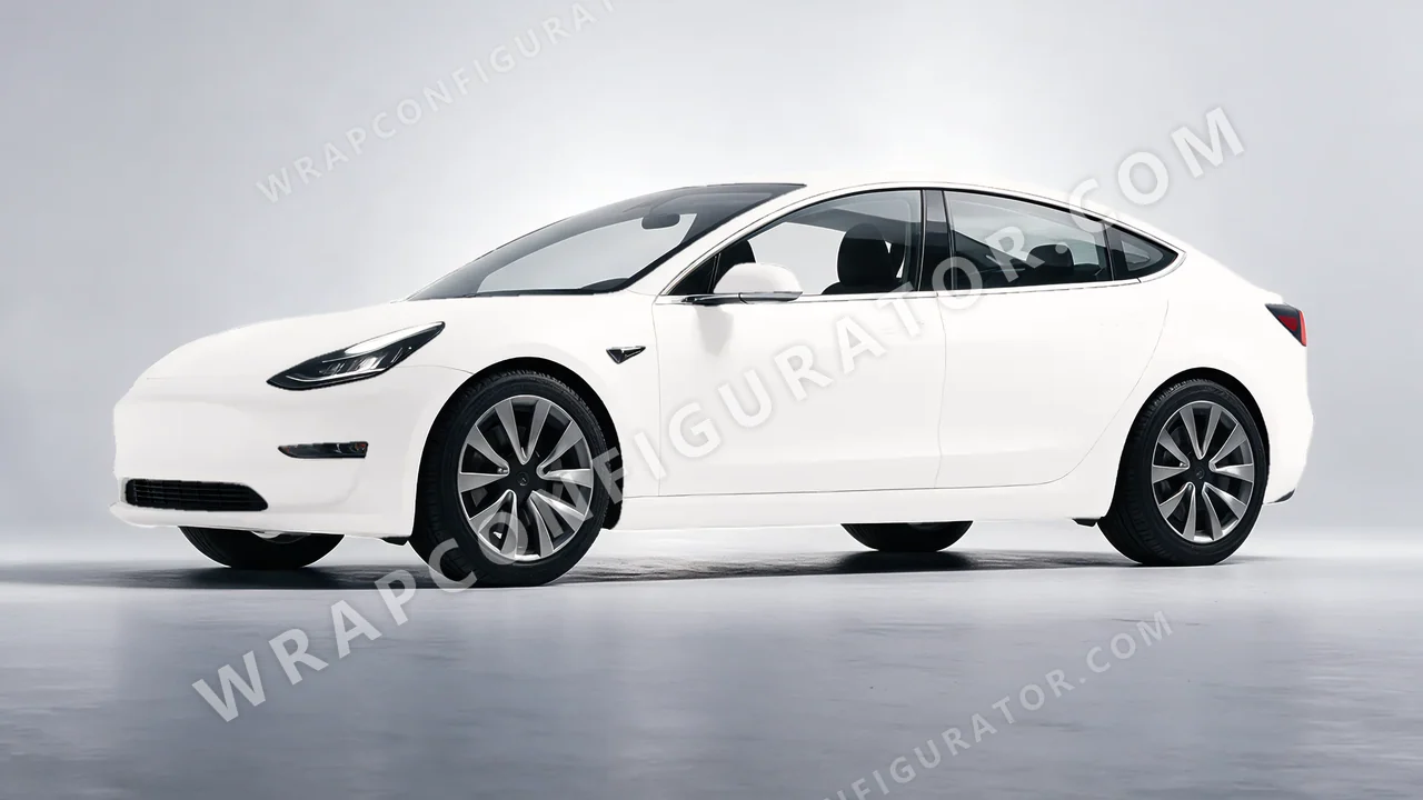 White Tesla Model 3 2019 wrapped in 3M Matte White M10