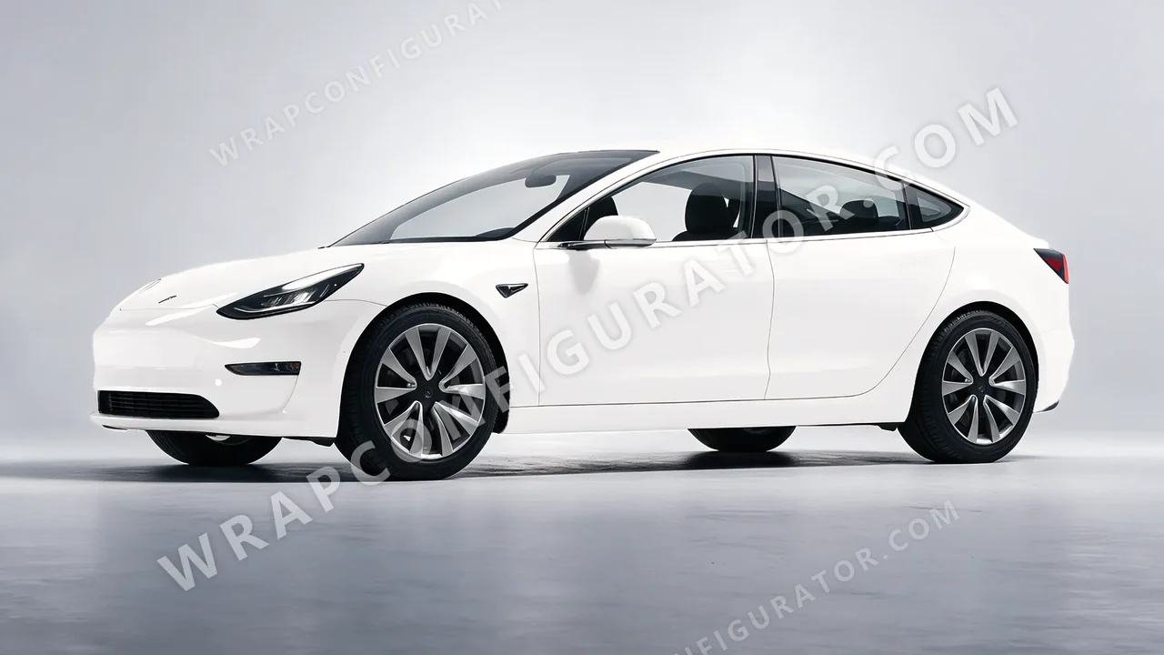 White Tesla Model 3 2019 wrapped in 3M White HG10