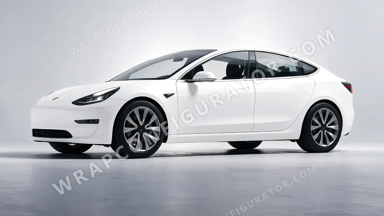 White Tesla Model 3 2019 wrapped in Avery Dennison White SW900-102-O