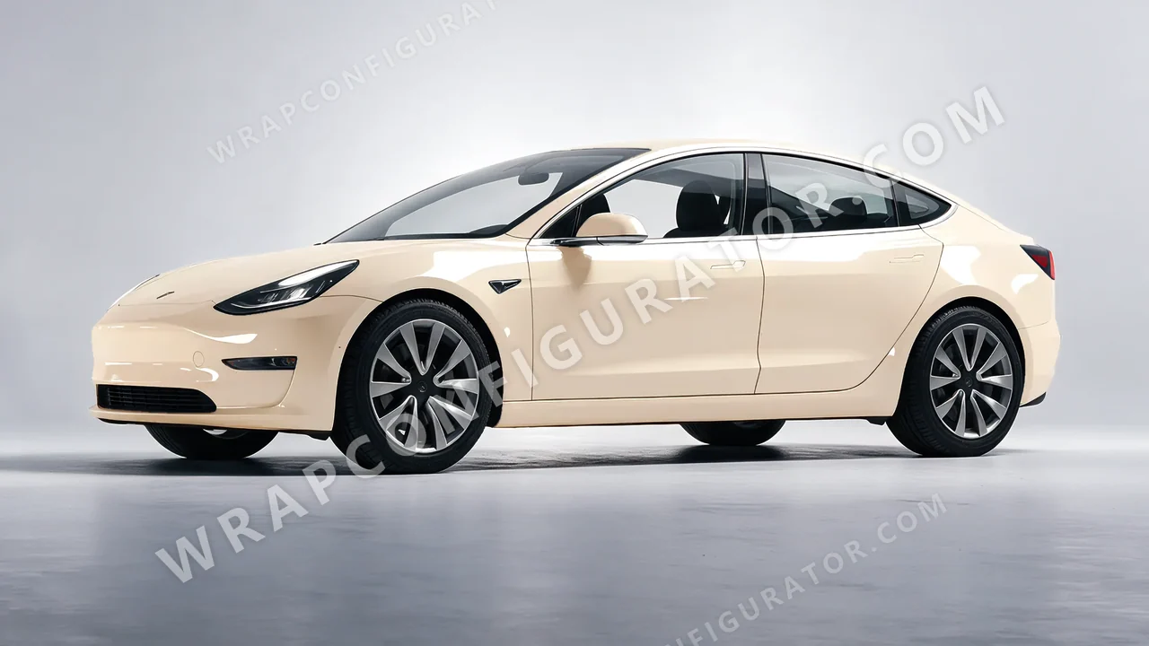 White Tesla Model 3 2019 wrapped in Colourshield PPF by HyperPro Cream White HGF52-P
