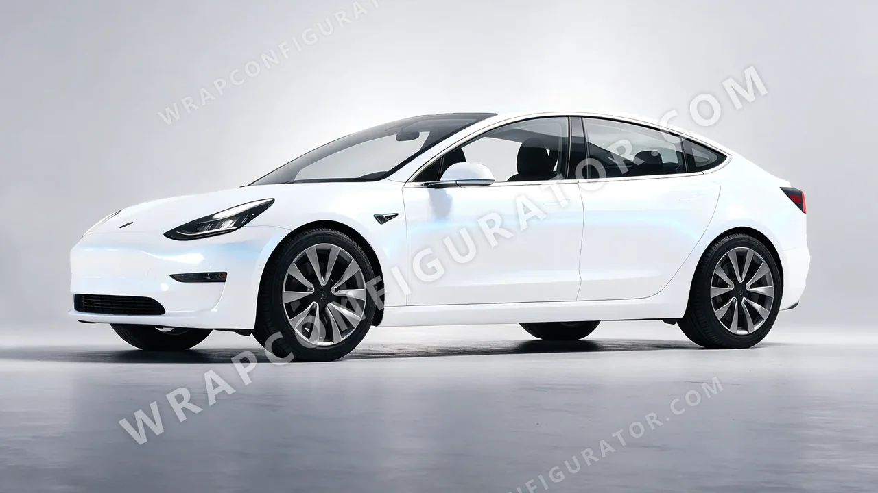 White Tesla Model 3 2019 wrapped in Colourshield PPF by HyperPro White/Blue SF007G-P