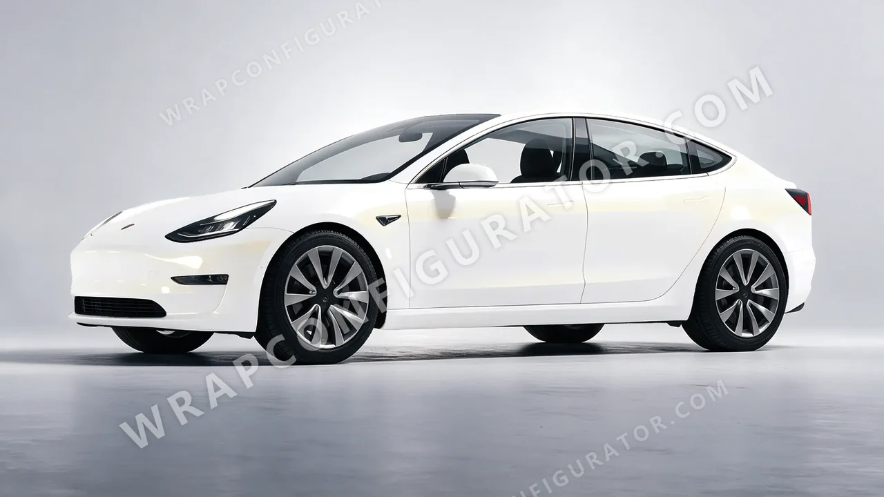White Tesla Model 3 2019 wrapped in Colourshield PPF by HyperPro White/Gold CWF07-P