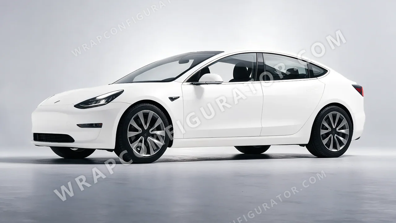 White Tesla Model 3 2019 wrapped in KPMF Matt Perfect White K75546