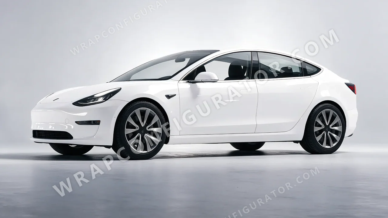 White Tesla Model 3 2019 wrapped in ORACAL White 970RA-010G