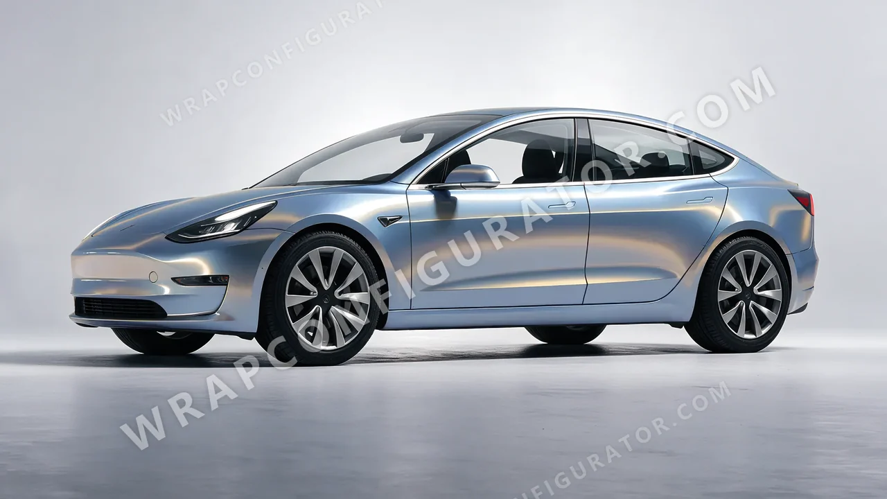Yellow Tesla Model 3 2019 wrapped in Colourshield PPF by HyperPro Blue/Gold CGM17-P