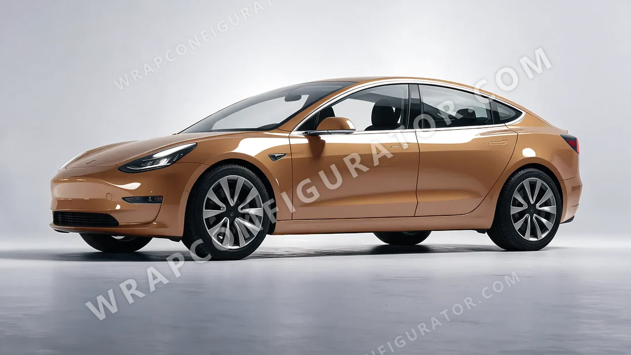 Yellow Tesla Model 3 2019 wrapped in Colourshield PPF by HyperPro Deep Desert Yellow HGF46D-P