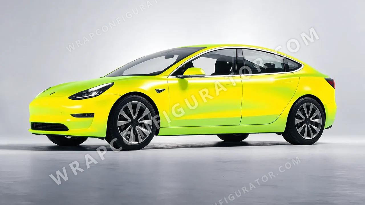 Yellow Tesla Model 3 2019 wrapped in Colourshield PPF by HyperPro Yellow GSF01-P