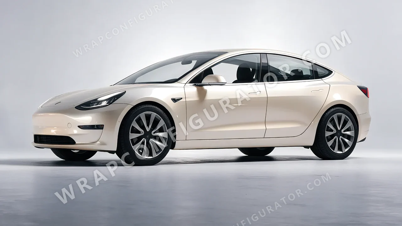 Yellow Tesla Model 3 2019 wrapped in Inozetek Dynamic PPF Silica Brass DPPF906