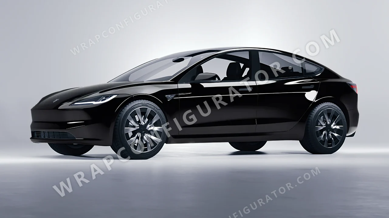 Black Tesla Model 3 2024 wrapped in 3M Black HG12
