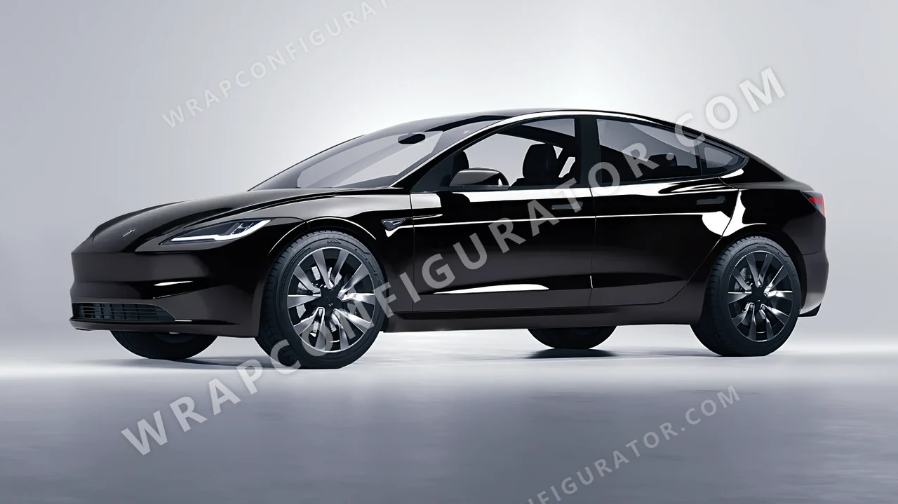Black Tesla Model 3 2024 wrapped in 3M Black HG212