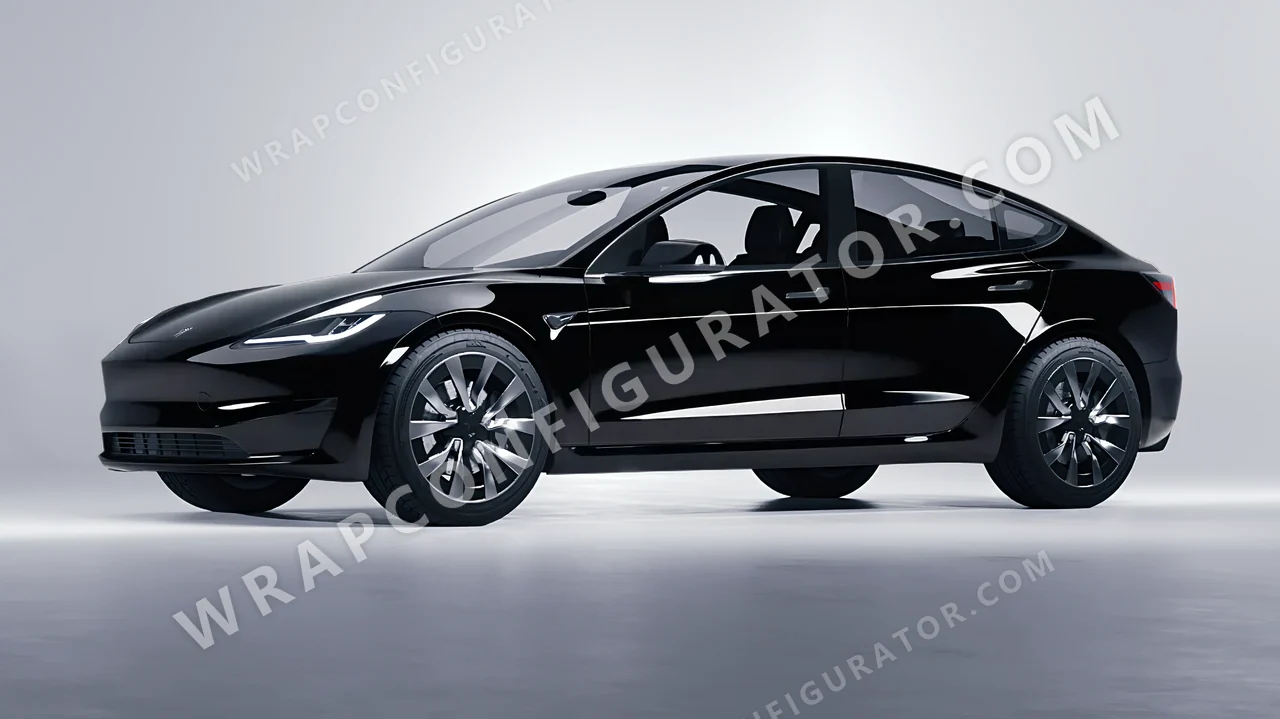 Black Tesla Model 3 2024 wrapped in 3M Gloss Black G12