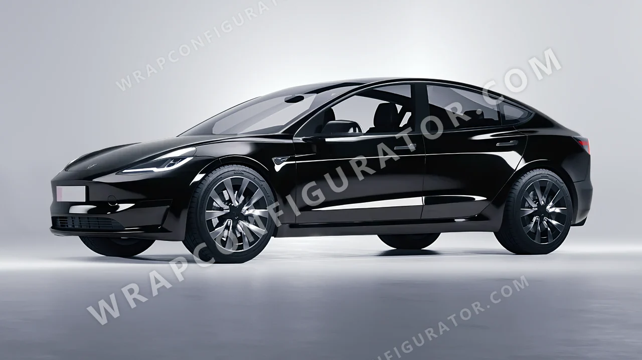 Black Tesla Model 3 2024 wrapped in 3M Gloss Black Metallic G212