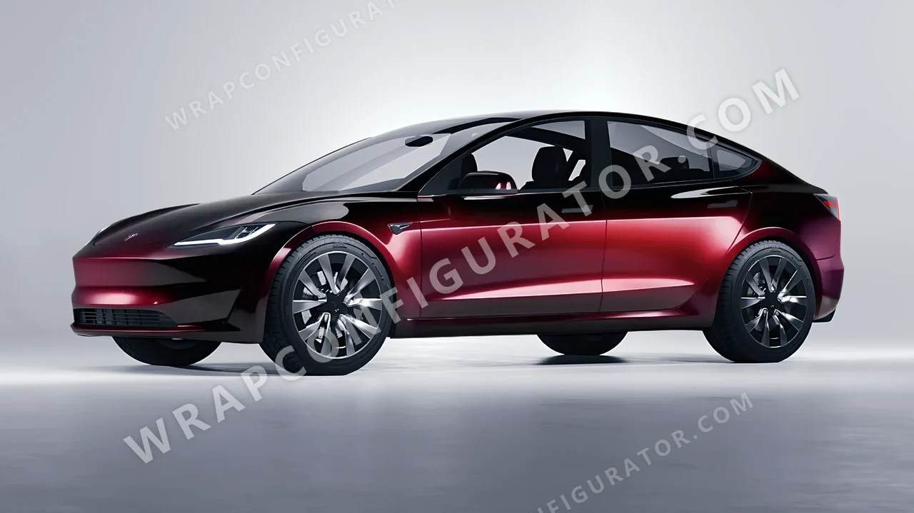 Black Tesla Model 3 2024 wrapped in 3M Gloss Ember Black GP282