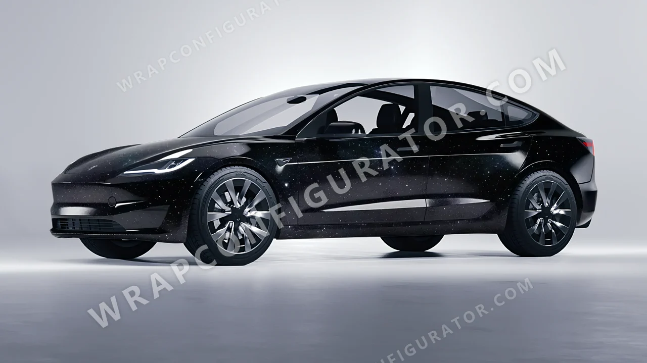 Black Tesla Model 3 2024 wrapped in 3M Gloss Galaxy Black GP292