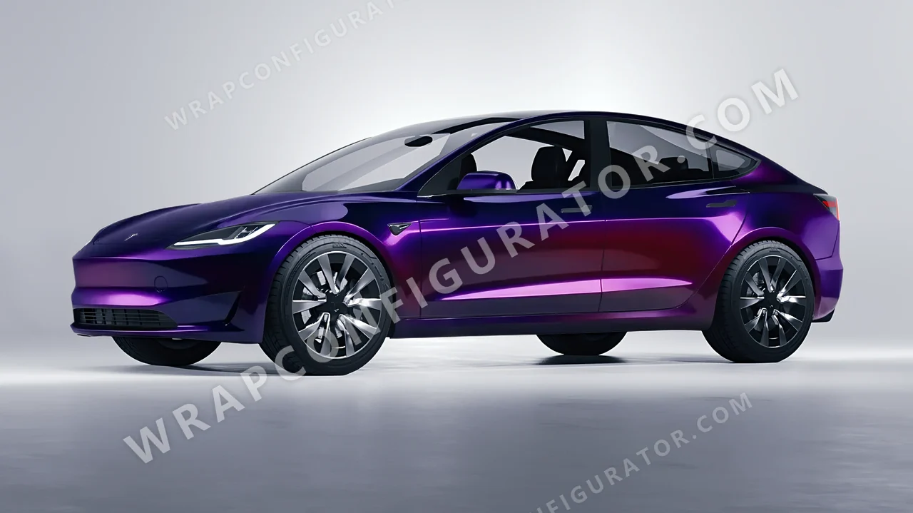 Black Tesla Model 3 2024 wrapped in 3M Gloss Wicked GP298
