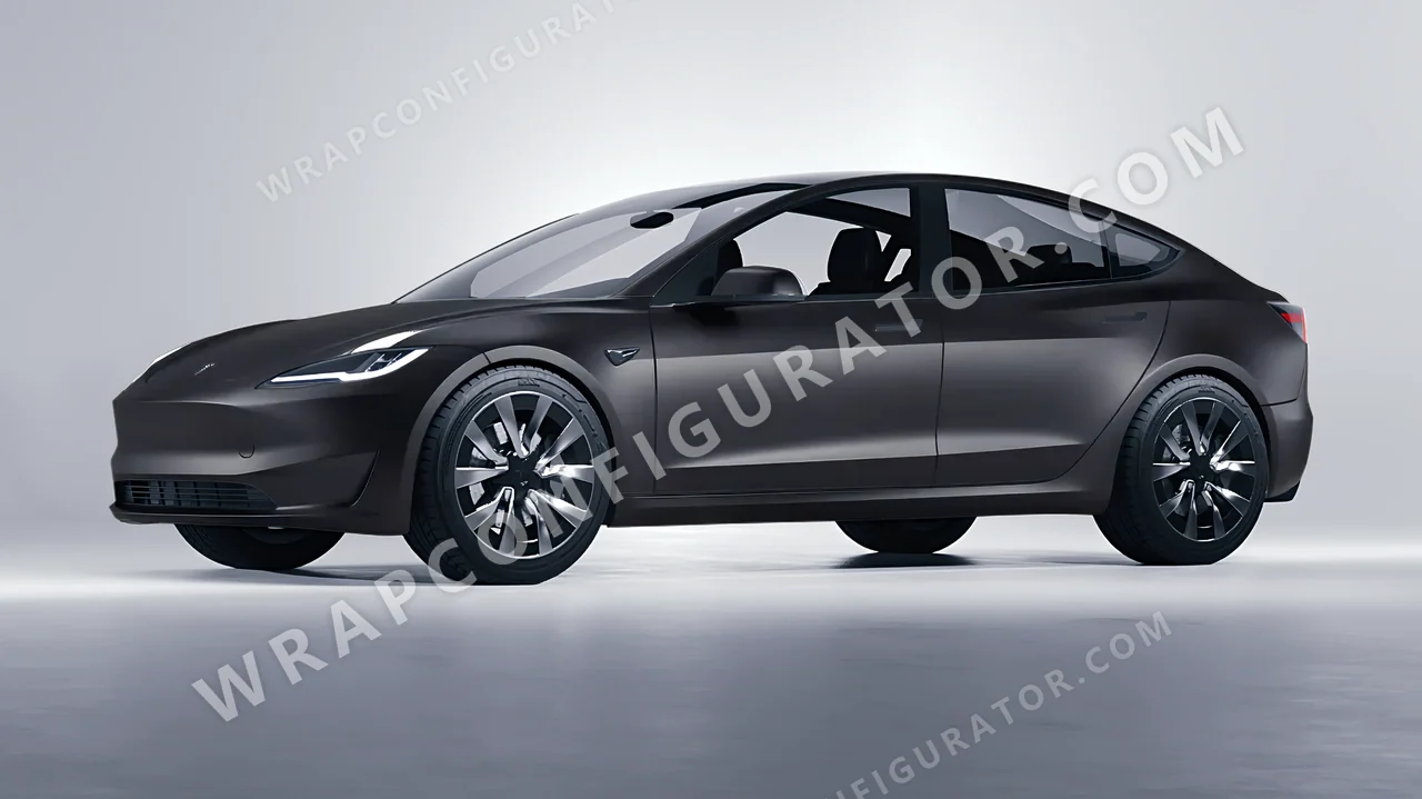 Black Tesla Model 3 2024 wrapped in 3M Matte Black Metallic M212