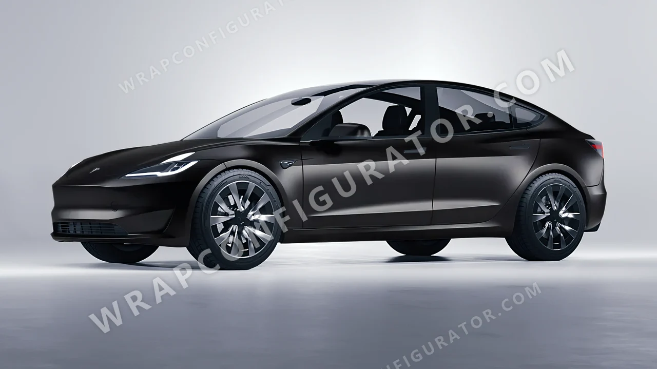 Black Tesla Model 3 2024 wrapped in 3M Satin Black S12