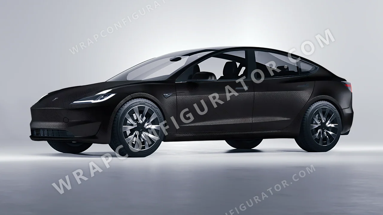 Black Tesla Model 3 2024 wrapped in 3M Shadow Black SB12