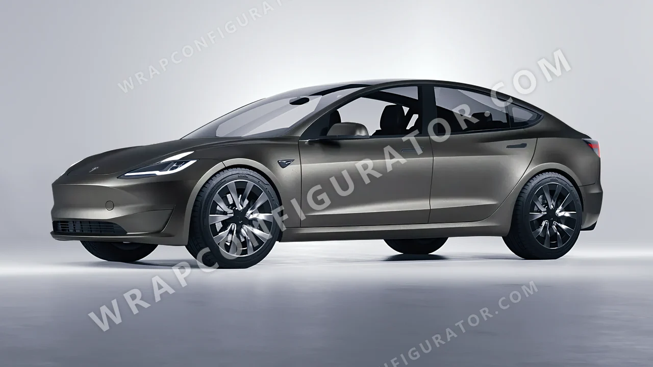 Black Tesla Model 3 2024 wrapped in Avery Dennison Black Rock Grey SW900-823-M