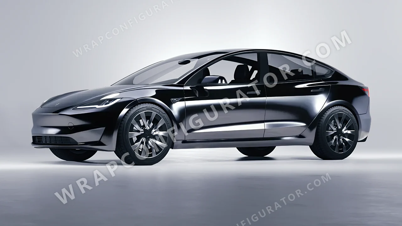 Black Tesla Model 3 2024 wrapped in Avery Dennison Black SF100-196-S