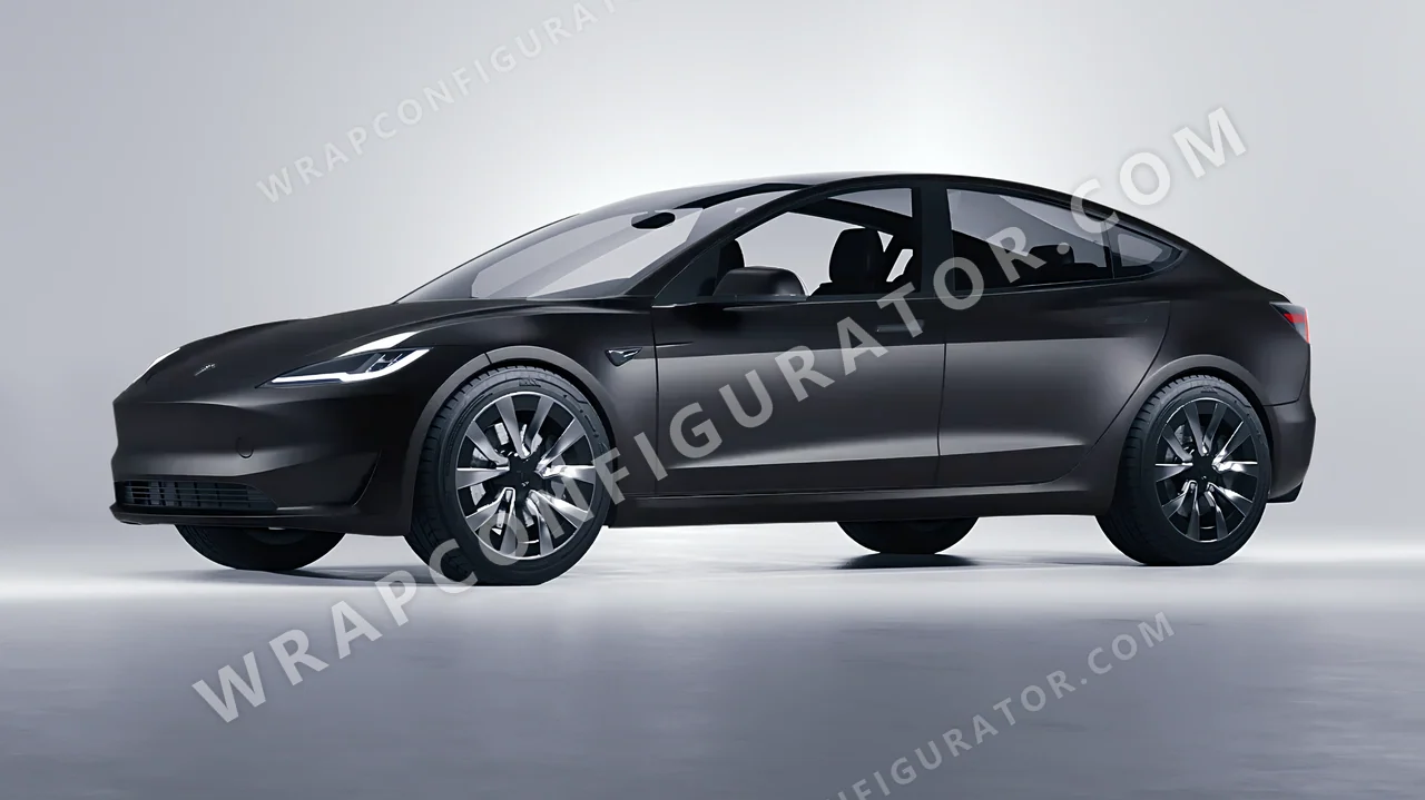 Black Tesla Model 3 2024 wrapped in Avery Dennison Black SW900-180-O