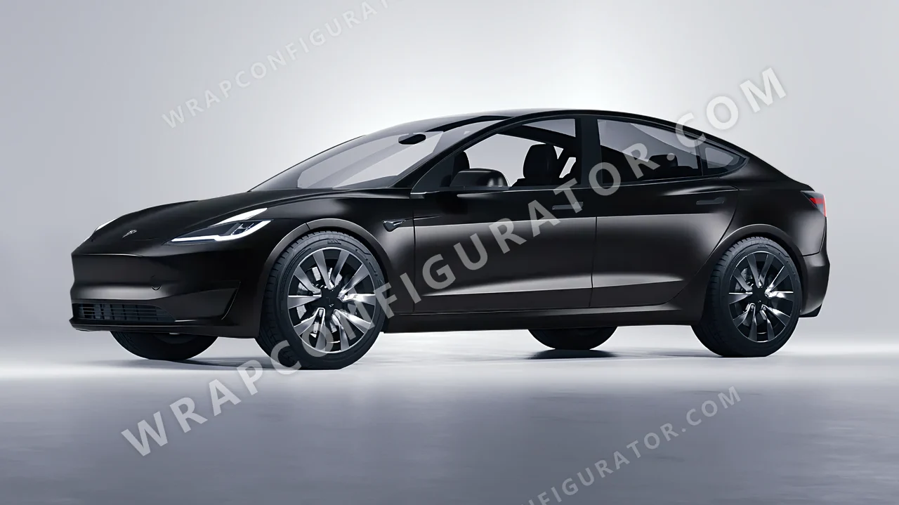 Black Tesla Model 3 2024 wrapped in Avery Dennison Black SW900-197-O