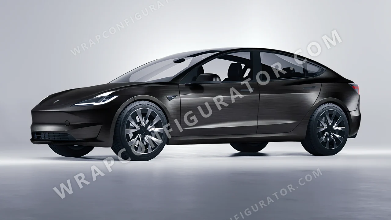 Black Tesla Model 3 2024 wrapped in Avery Dennison Brushed Black SW900-193-X