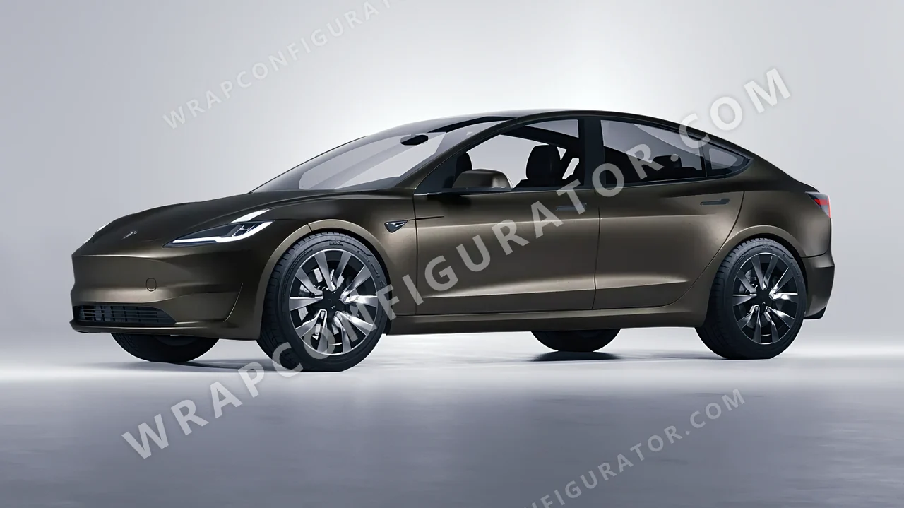 Black Tesla Model 3 2024 wrapped in Avery Dennison Dark Basalt SW900-871-M