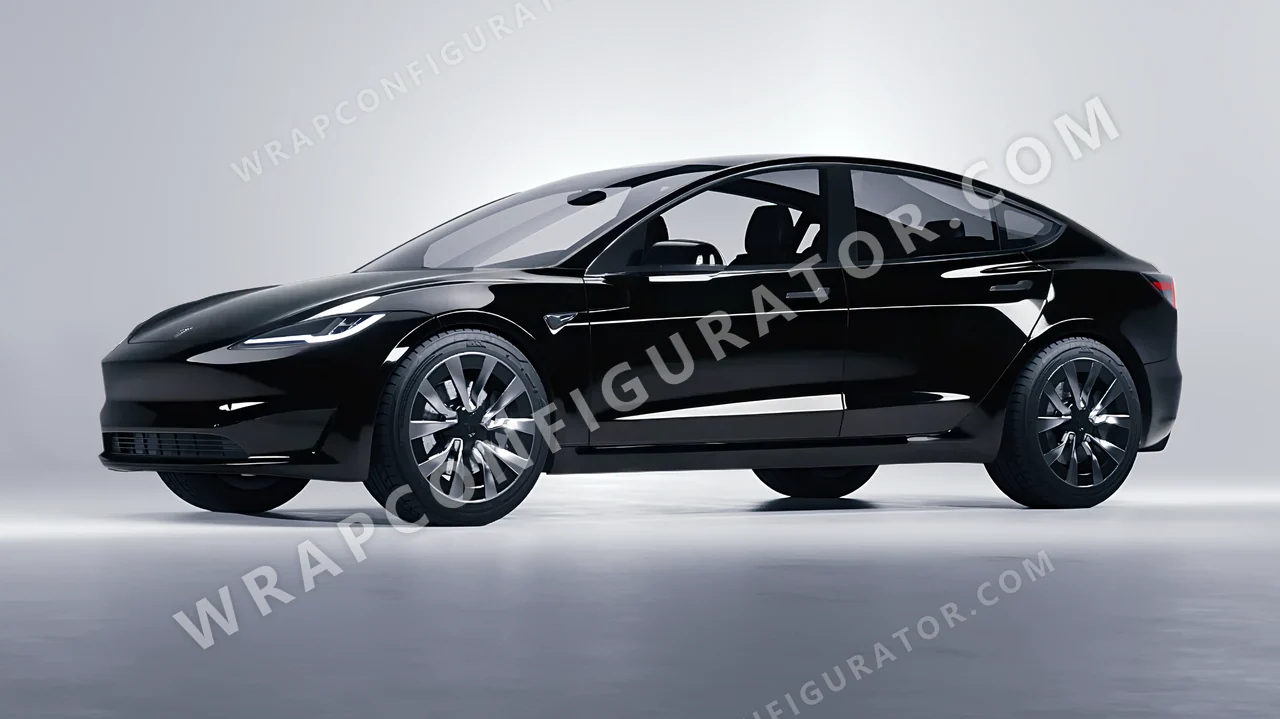 Black Tesla Model 3 2024 wrapped in Avery Dennison Obsidian Black SW900-191-O