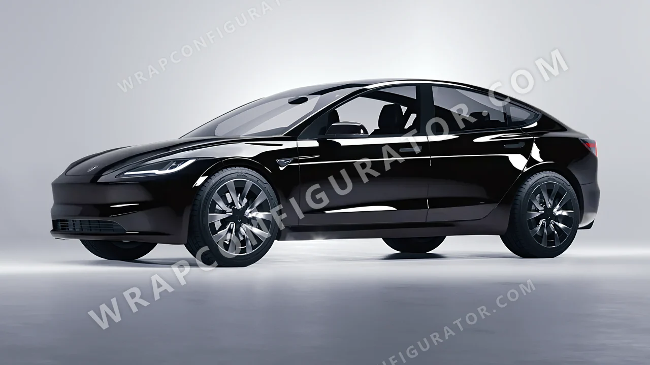Black Tesla Model 3 2024 wrapped in Colourshield PPF by HyperPro Black HGF01-P
