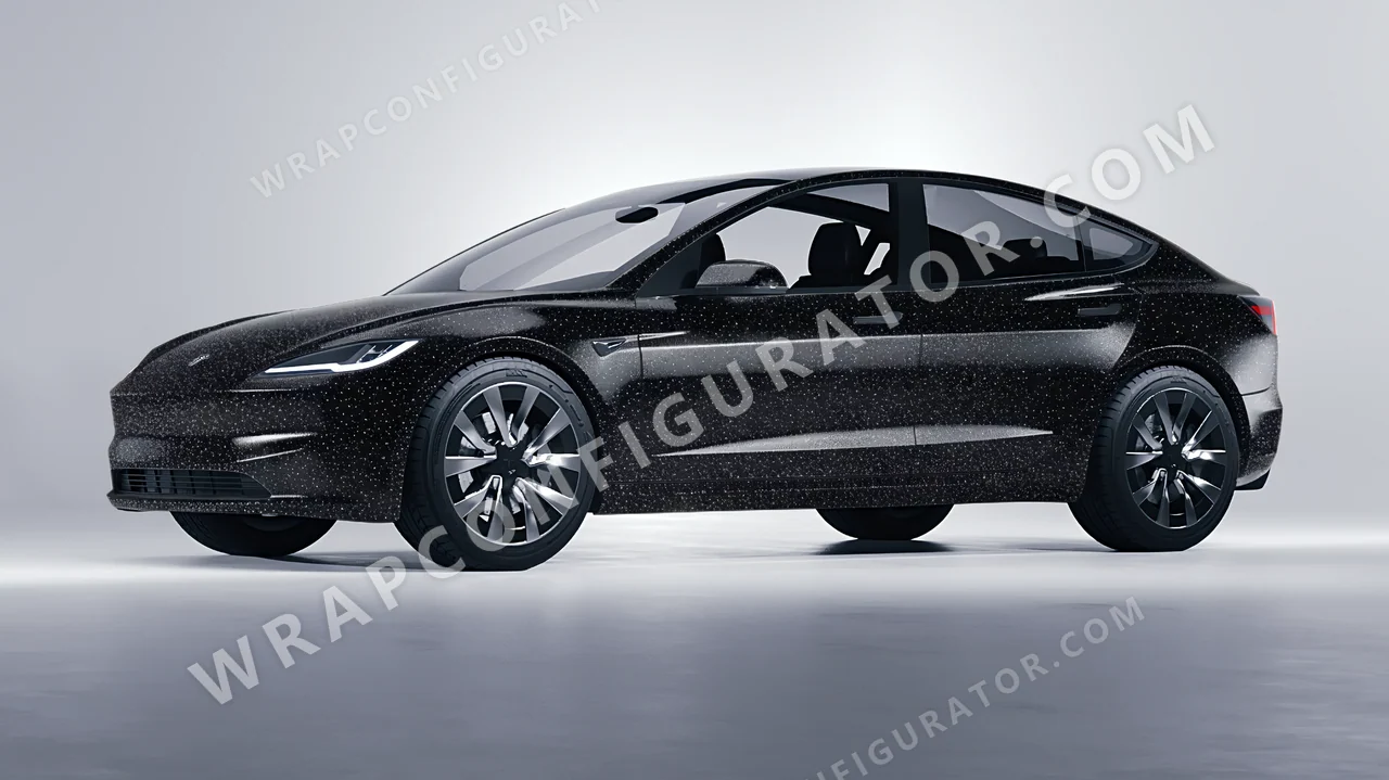 Black Tesla Model 3 2024 wrapped in Colourshield PPF by HyperPro Black MDF01-P