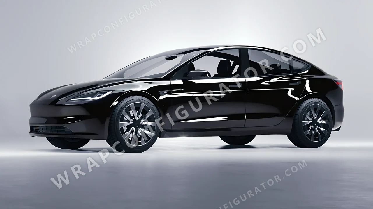 Black Tesla Model 3 2024 wrapped in Inozetek Dynamic PPF Midnight Black DPPF909