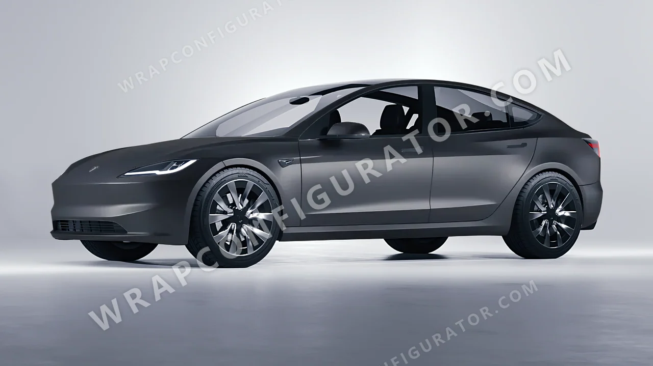 Black Tesla Model 3 2024 wrapped in KPMF Matt Magnetic Black K75551