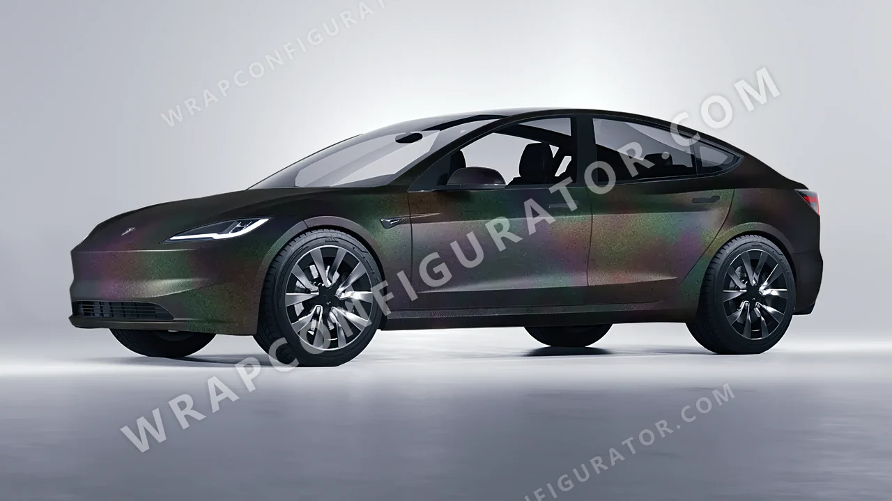 Black Tesla Model 3 2024 wrapped in KPMF Matt Morpheus Black Starlight K75571
