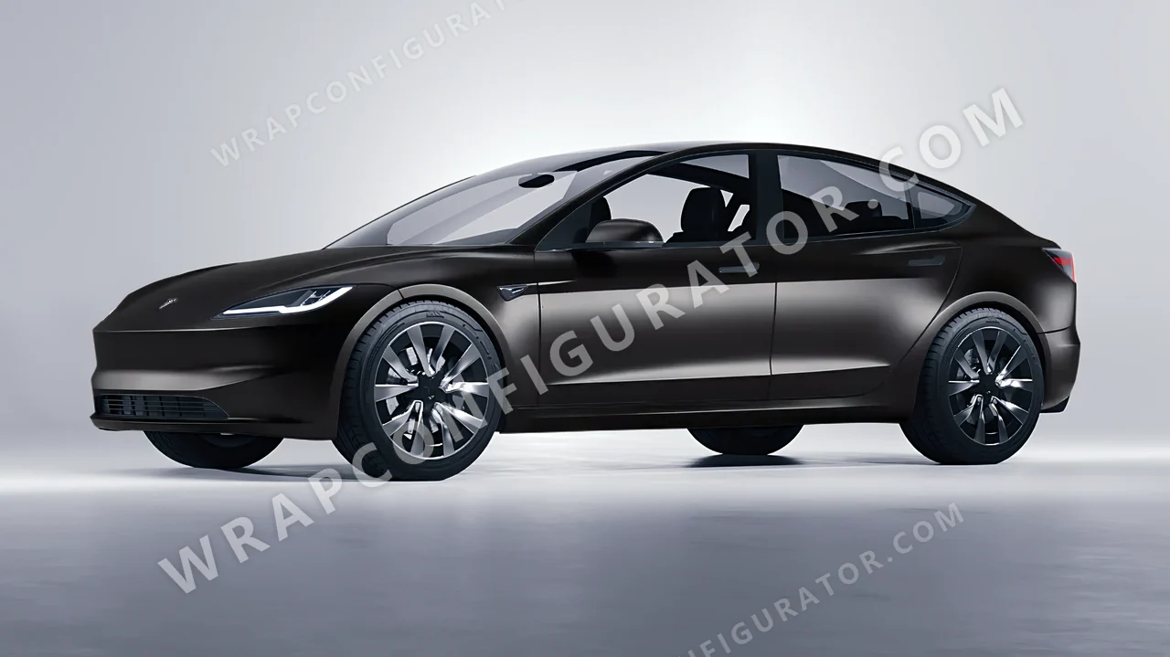 Black Tesla Model 3 2024 wrapped in KPMF Matt Perfect Black K75547