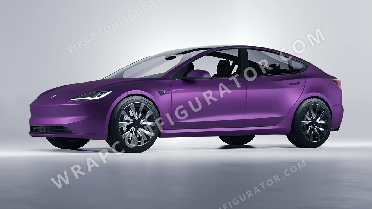 Black Tesla Model 3 2024 wrapped in KPMF Matt Purple Black Iridescent K75565