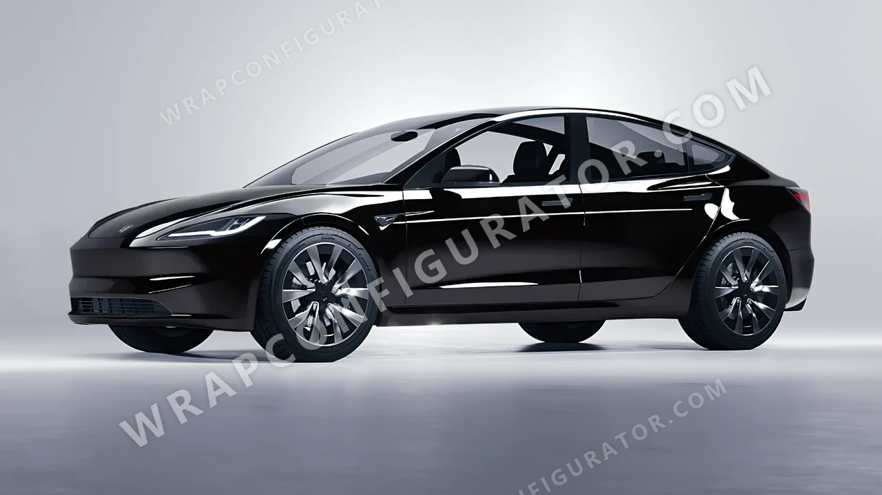 Black Tesla Model 3 2024 wrapped in ORACAL Black 970RA-070G